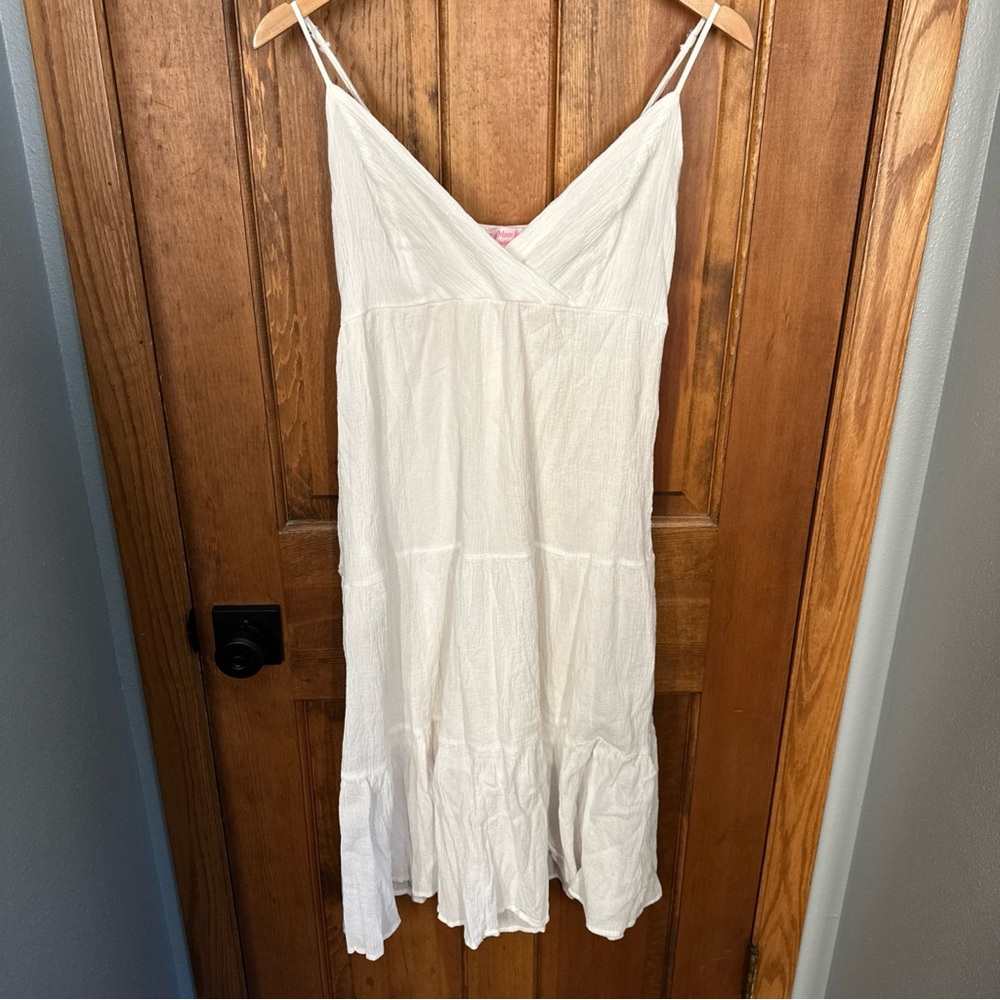 Pink Moon Bay Beach Dress White Medium Nautical Coastal Pool Travel Resort